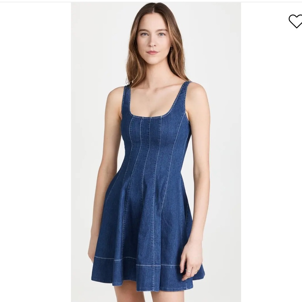 STAUD Wells Mini Dress Denim Fit And Flare 12 - Picture 5 of 13